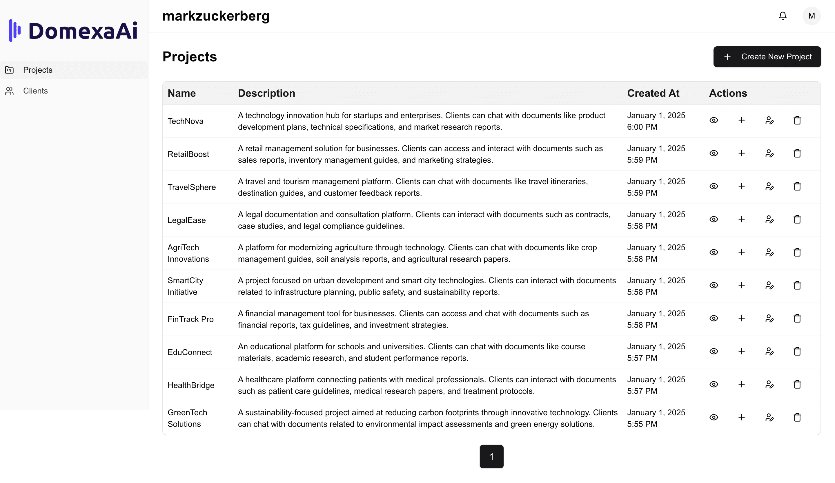 Projects List